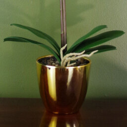 Leaf Artificial 46Cm Orchid Dark Pink / Gold - thumbnail 4