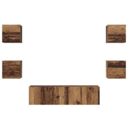 Berkfield Modern Tv Cabinet Wall-Mounted 6 Pcs Old Wood Medium 120 X 30 X 30 Cm - thumbnail 7