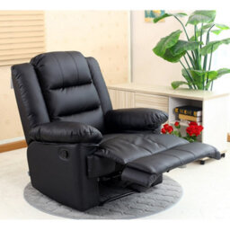 More4Homes Loxley Bonded Leather Recliner Armchair Sofa Home Lounge Chair Reclining Gaming (Black)