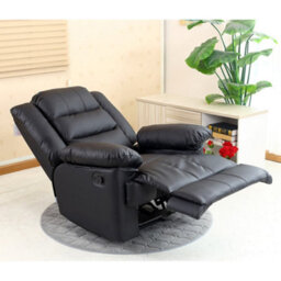 More4Homes Loxley Bonded Leather Recliner Armchair Sofa Home Lounge Chair Reclining Gaming (Black) - thumbnail 6