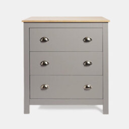 Ohs Chicago 3 Drawer Bedside Table Hallway Cabinet Nightstand, Grey - thumbnail 4