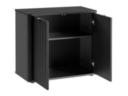 Impact Furniture Black Sideboard Cabinet Small Buffet Compact Slimline Storage Unit Ribbed Fluted 800mm Doors Nuvo - thumbnail 9
