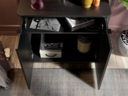 Impact Furniture Black Sideboard Cabinet Small Buffet Compact Slimline Storage Unit Ribbed Fluted 800mm Doors Nuvo - thumbnail 5