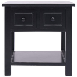 Berkfield Side Table Black 40X40X40 Cm Paulownia Wood - thumbnail 2