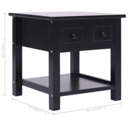 Berkfield Side Table Black 40X40X40 Cm Paulownia Wood - thumbnail 8
