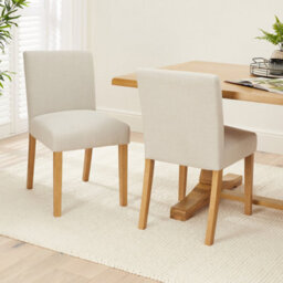 The Furniture Market Monty Natural Linen Fabric Dining Chair Natural Oak Hardwood Legs Modern Minimalist Design Cushioned Seat Minor Assembly Required - thumbnail 3
