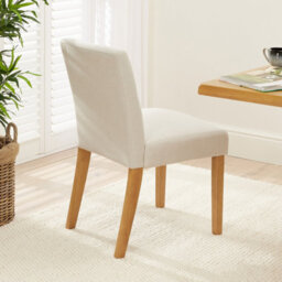 The Furniture Market Monty Natural Linen Fabric Dining Chair Natural Oak Hardwood Legs Modern Minimalist Design Cushioned Seat Minor Assembly Required - thumbnail 2