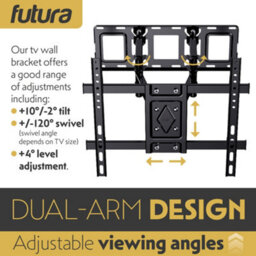 Futura Tv Wall Bracket Mount For 32-65 Inch Tvs, Tilt, Swivel & Rotation, Universal Flat & Curved Tvs, Vesa Max 400X400mm 35Kg Max - thumbnail 8