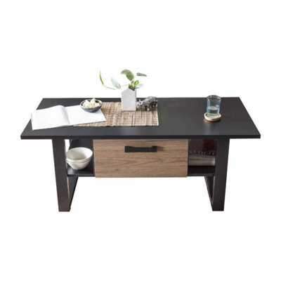Arte Nordi Coffee Table In Okapi Walnut & Black Matt - 1100mm X 480mm X 650mm - Elegant Simplicity Meets Practicality - image 1
