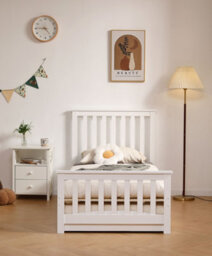 Amani Oxford White Single Bed With Underbed Trundle - Solid Wood Frame - Kids/guest Room - thumbnail 3