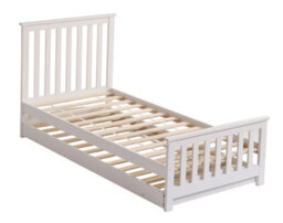 Amani Oxford White Single Bed With Underbed Trundle - Solid Wood Frame - Kids/guest Room - thumbnail 7