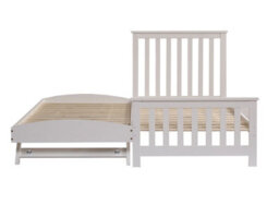 Amani Oxford White Single Bed With Underbed Trundle - Solid Wood Frame - Kids/guest Room - thumbnail 5