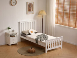 Amani Oxford White Single Bed With Underbed Trundle - Solid Wood Frame - Kids/guest Room - thumbnail 4