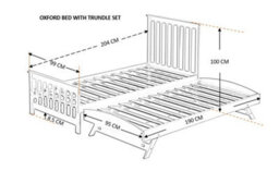 Amani Oxford White Single Bed With Underbed Trundle - Solid Wood Frame - Kids/guest Room - thumbnail 8