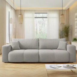 Sofa Bed With Storage Modern Velour Upholstery, Stylish And Functional By Furyn Light Grey - thumbnail 2
