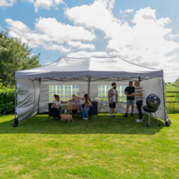 Jack Stonehouse Silver Lined Pop Up 6X3M Gazebo Dark Grey - thumbnail 1
