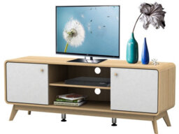 Dorel Cassie Tv-Stand With 2 Doors In Oak Look White - thumbnail 3