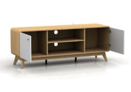 Dorel Cassie Tv-Stand With 2 Doors In Oak Look White - thumbnail 7