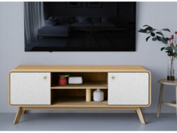 Dorel Cassie Tv-Stand With 2 Doors In Oak Look White - thumbnail 4