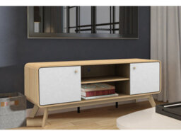 Dorel Cassie Tv-Stand With 2 Doors In Oak Look White - thumbnail 5