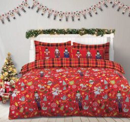 Velosso Red Nutcracker Duvet Cover And Pillowcase Set King
