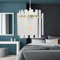 First Choice Lighting Abi - Satin Brass With Frosted Diffuser Easy Fit Pendant Lightshade - thumbnail 4