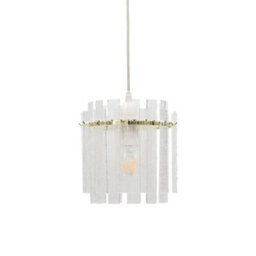 First Choice Lighting Abi - Satin Brass With Frosted Diffuser Easy Fit Pendant Lightshade - thumbnail 1