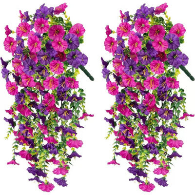 2 Pack Spring And Summer Garden Flower Decorations, Trumpet Vine, Morning Glory, Purple And Rose Red - image 1