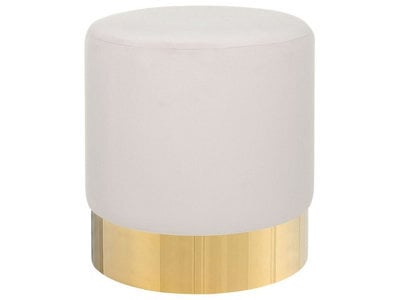 Beliani Pink Velvet Round Footstool Pouffe With Gold-Tone Base, W39 X D39 X H40 Cm - image 1
