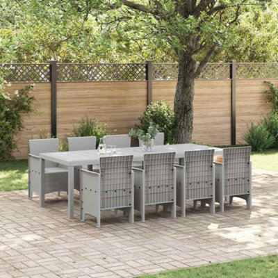 Berkfield Garden Dining Set 9 Pcs White Polt Rattan - image 1