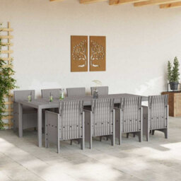 Berkfield Garden Dining Set 9 Pcs White Polt Rattan - thumbnail 3