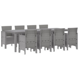 Berkfield Garden Dining Set 9 Pcs White Polt Rattan - thumbnail 2
