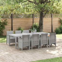 Berkfield Garden Dining Set 9 Pcs White Polt Rattan - thumbnail 1