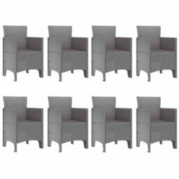 Berkfield Garden Dining Set 9 Pcs White Polt Rattan - thumbnail 5
