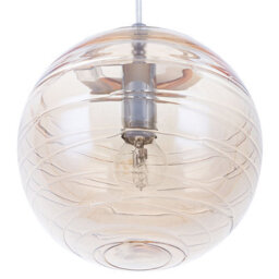 Beliani Pendant Lamp - Amber-Tinted Hand-Finished Glass Globe, Gold Finish, 120Cm Drop - thumbnail 3