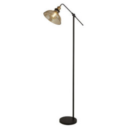 Pagazzi Lighting Pagazzi Melina Antique Brass & Amber Glass Task Floor Lamp - thumbnail 1