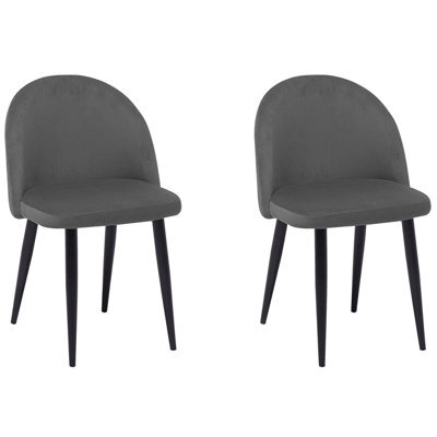 Beliani Set Of 2 Dining Chairs Visalia Velvet Grey - image 1