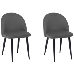 Beliani Set Of 2 Dining Chairs Visalia Velvet Grey - thumbnail 1