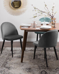 Beliani Set Of 2 Dining Chairs Visalia Velvet Grey - thumbnail 2