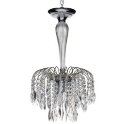 Beliani Silver Glass Crystals 3-Light Vintage Chandelier, Warm White, Silver Finish - thumbnail 2