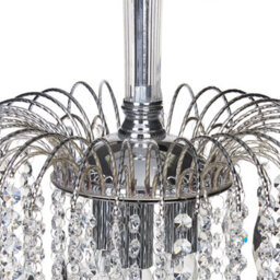 Beliani Silver Glass Crystals 3-Light Vintage Chandelier, Warm White, Silver Finish - thumbnail 5