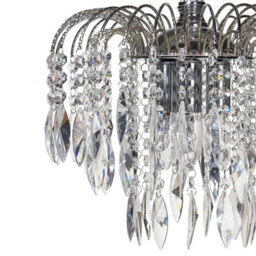 Beliani Silver Glass Crystals 3-Light Vintage Chandelier, Warm White, Silver Finish - thumbnail 4