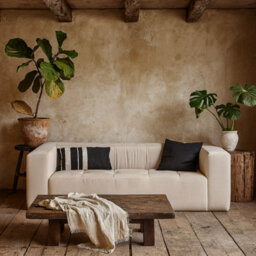 Wyld Haus Tibet Cosy 3-Seater Sofa In Natural Linen Fabric - thumbnail 1
