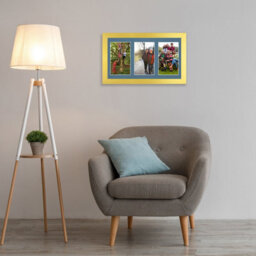AK Frames 40X20Cm Gold Modern Multi Photo Frame With Pompadour Mount - Holds 3 Apertures (3X) 6X4 Photos - thumbnail 3