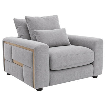 Furnishings For Less UK Juno Grey Chenille Armchair With Removable Seat & Back Cushions - image 1