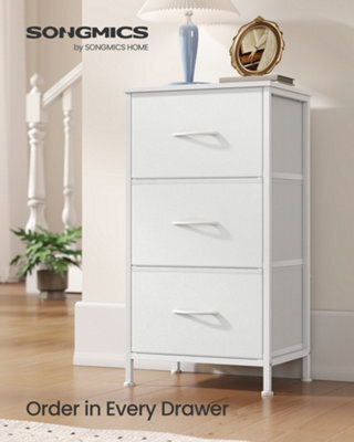 LEDREM Chest Of Drawers, 3 Fabric Drawers Storage Unit, Steel, Mdf, Non-Woven Fabric, For Bedroom, Closet, Hallway - image 1