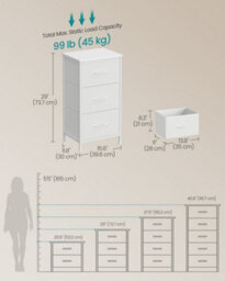 LEDREM Chest Of Drawers, 3 Fabric Drawers Storage Unit, Steel, Mdf, Non-Woven Fabric, For Bedroom, Closet, Hallway - thumbnail 5