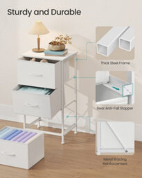LEDREM Chest Of Drawers, 3 Fabric Drawers Storage Unit, Steel, Mdf, Non-Woven Fabric, For Bedroom, Closet, Hallway - thumbnail 6