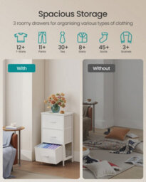 LEDREM Chest Of Drawers, 3 Fabric Drawers Storage Unit, Steel, Mdf, Non-Woven Fabric, For Bedroom, Closet, Hallway - thumbnail 3