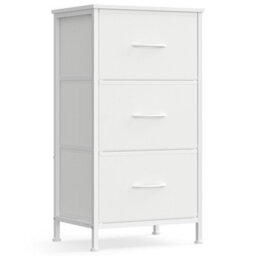 LEDREM Chest Of Drawers, 3 Fabric Drawers Storage Unit, Steel, Mdf, Non-Woven Fabric, For Bedroom, Closet, Hallway - thumbnail 2